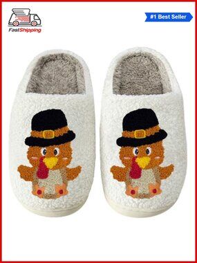🎅 Fluffy Faux Fur Animal Slippers Warm Plush Non-Slip House Shoes